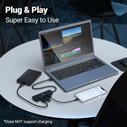 USB 3.0 Hub, 4 Port USB Hub, Rapid 5Gbps Data Transmission, Seamlessly Connect Laptop, Flash Drive, Hard Drive, Console, Printer, Camera, Keyboard, and Mouse in Saudi Arabia
