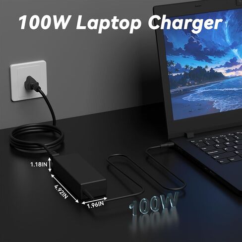 100W USB C Laptop Charger Compatible with HP Ominibook 5 7 X,Firefly G11 Zbook 8 g1i g1a,Lenovo Yoga Slim 7 Pro 14IAP7,IdeaPad 5 Pro 16,Dell Precision Latitude 90W 65W Type C Power Cord in Saudi Arabia