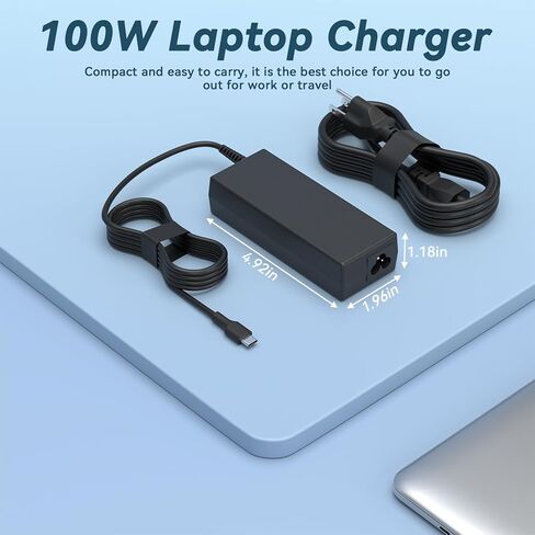 100W USB C Laptop Charger Compatible with HP Ominibook 5 7 X,Firefly G11 Zbook 8 g1i g1a,Lenovo Yoga Slim 7 Pro 14IAP7,IdeaPad 5 Pro 16,Dell Precision Latitude 90W 65W Type C Power Cord in Saudi Arabia