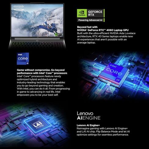 كمبيوتر محمول للألعاب Lenovo Legion 5i، NVIDIA RTX 4060، Intel 24-Core i9-14900HX (حتى 5.8 جيجا هرتز)، 16 بوصة IPS WQXGA 165 هرتز، 32 جيجا DDR5، 1 تيرابايت SSD، بلوتوث 5.2، Wi-Fi 6E، Windows 11 Pro in Kuwait