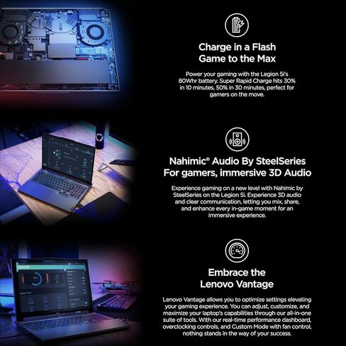 كمبيوتر محمول للألعاب Lenovo Legion 5i، NVIDIA RTX 4060، Intel 24-Core i9-14900HX (حتى 5.8 جيجا هرتز)، 16 بوصة IPS WQXGA 165 هرتز، 32 جيجا DDR5، 1 تيرابايت SSD، بلوتوث 5.2، Wi-Fi 6E، Windows 11 Pro in Kuwait