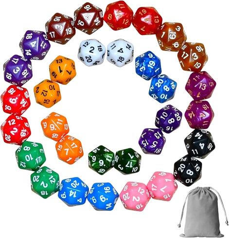 DND Dice Set D&D - 16 Pcs D20 Rotating Dice with Dice Bag, 22mm Large Size Polyhedral Dice Set for Dungeons Dragons D&D RPG MTG Table Games, 8 Colors with Gold Font in Saudi Arabia