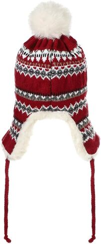 XGOPTS Women Winter Faux Fur Trapper Hat Warm Fleece Lined Beanie Cap Furry Pom Jacquard Knited Hats Knit Cossack Russian Hat in Saudi Arabia