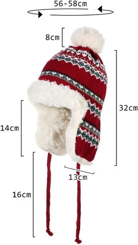 XGOPTS Women Winter Faux Fur Trapper Hat Warm Fleece Lined Beanie Cap Furry Pom Jacquard Knited Hats Knit Cossack Russian Hat in Saudi Arabia