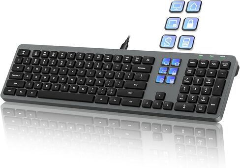 لوحة مفاتيح سلكية مع سطح تحكم صغير (6 مفاتيح LCD)، ما يصل إلى 60 إجراء قابل للبرمجة، كتابة صامتة، إضاءة خلفية بسيطة، حامل مغناطيسي إضافي، للمبدعين والمصممين ومحترفي المكاتب in Kuwait