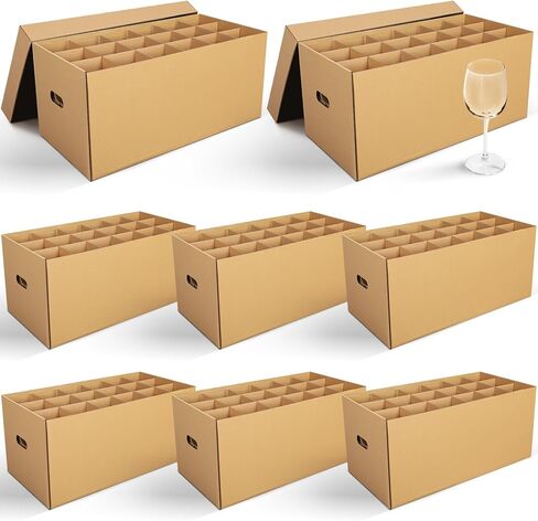 8 Pack Wine Glass Moving Boxes Kitchen Moving Boxes with Handle Kitchen Kit with Lid for Dish Glassware(20 x 15 x 12 Inch) in Saudi Arabia