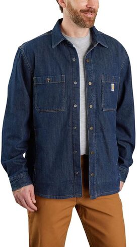 Carhartt Men's 105605 Relaxed Fit Denim Fleece Lined Snap-Front Shirt Jac in Saudi Arabia