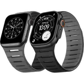 أحزمة مغناطيسية قابلة للعكس مزدوجة الجوانب متوافقة مع سوار ساعة Apple 49/46(S11/10)/45/44/42 مم، سوار مسامي لساعة iWatch Ultra 3/2/1 SE3-1 Series 11/10 9 8 7 6-1، أزرق بحيرة/أسود in Kuwait