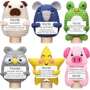 6 Pcs Positive Crochet Employee Appreciation Gifts Handmade Knitted Crochet Doll with Encouraging Card Cute Funny Emotional Thank You Gifts for Coworker Staff Teacher (Cactus) in Kuwait