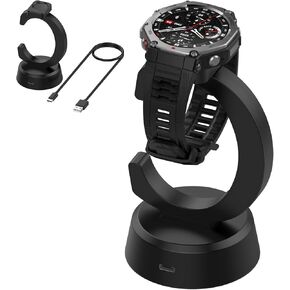 Miimall Charger Dock for Amazfit T-Rex 3 PRO, T-Rex 3, Helio Strap, Balance, Balance 2 Smart Watch, Replacement Charging Stand with USB-C Charging Cable for Amazfit T-Rex3, Black in Kuwait