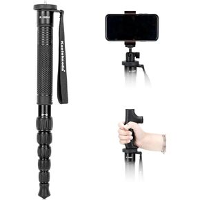 Koolehaoda Camera Monopod, 63" Aluminum Portable Travel Monopod Photography Stick with Phone Stand Walking Stick Handle for Canon, Nikon, Sony, Video Camcorder, DSLR, Easy to Carry in Kuwait