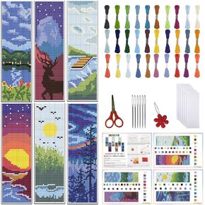 FreeBloss 6 Set Bohemian Cross Stitch Stitch Kit ، نمط هندسي DIY مرجعية مرجعية متقاطعة للمبتدئين ، مرجعية للتطريز المختوم ، مجموعات غرزة متقاطعة للبالغين in Kuwait