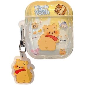 حافظة سماعات أذن IMD مع سحر سلسلة مفاتيح لـ Apple AirPods 1 2 3 4 Pro Winnie The Pooh Bear Hunny Honey Bee Eeyore Piglet Cartoon Anime Sweet Cute Lovely Adorable Kids Girls (لـ AirPods 4th) in Kuwait