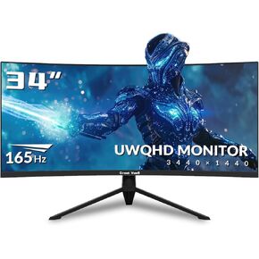 شاشة ألعاب منحنية 34 بوصة، 165 هرتز WQHD 4K( 3440*1440) شاشة كمبيوتر، منحنية 1500R، FreeSync، تدعم منافذ DP/HDMI/USB، 130% sRGB، نسبة تباين 4000:1 للمكتب المنزلي والألعاب، قابلة للتركيب على الحائط in Kuwait