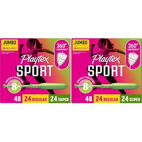 Playtex Sport Tampons, Multipack (24ct Regular/24ct Super Absorbency), Fragrance-Free - 48ct in Kuwait