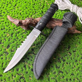 DOOM BLADE 11.2 بوصة - سكين تكتيكي ثابت أنيق للبقاء على قيد الحياة مع غمد - مصنوع من الفولاذ المقاوم للصدأ - سكين بوشكرافت وسكين التخييم - سكين صيد مثالي EDC (أسود) in Kuwait