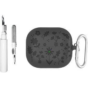 [3 in 1] TSVSXS Flower Engraved Case Compatible with Samsung Galaxy Buds3 Pro/Galaxy Buds3(2024) with Keychain, Cute Soft Silicone Protective Cover with Cleaning Kit in Saudi Arabia