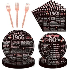 55 Birthday Decorations for Women, 96PCS Back in 1970 55th Party Plates Napkins and Forks Tableware, Rose Gold Disposable Cheers to 55 Years Dinnerware Supplies 24 Guests in Kuwait
