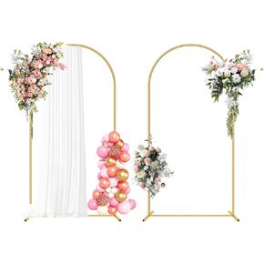 حامل قوس معدني مكون من عبوتين (7.2FT/7.2FT) - حفل زفاف عالي التحمل وإطار خلفية للحفلات مع حقيبة حمل. تجميع سهل بدون أدوات للحديقة، وأعياد الميلاد، وديكور حمام الطفل (شاش ذهبي وأبيض) in Kuwait