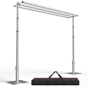 EMART خلفية الوقوف الثقيلة 10x10Ft، ثلاثة أنابيب العارضة وستارة مجموعة دعم خلفية الصورة، إطار معدني قابل للتعديل مع قاعدة مسطحة لديكورات حفل زفاف عيد ميلاد in Saudi Arabia