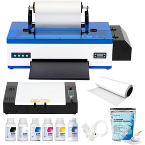 Punehod DTF Printer XP600 جهاز طباعة نقل مباشرة إلى طابعة الفيلم مع نظام تداول الحبر الأبيض لـ A4 Size DIY Print T-Shirt (XP600 Machine+Roll Film+6x250ml Ink+Oven) in Kuwait