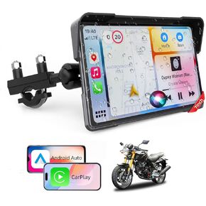 2025 Motorcycle CarPlay Screen & Android Auto 7" Wireless Portable Carp Lay Screen Bluetooth IP67 Waterproof GPS Navigation System for Moto Motorbike with Touchscreen Bluetooth Anti-Glare in Kuwait