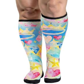 Gooi Extra Wide Socks for Swollen Feet Soft Stretch up to 30" Seniors Diabetics Men Women 10-13 13-15 Non Binding Loose Fitting Top Bariatric Neuropathy Lymphedema Edema Cast Over The Calf Plus Size in Saudi Arabia