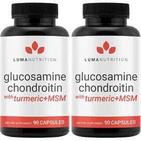 Luma Nutrition Glucosamine Chondroitin MSM - الكركم، البوزويليا - مكمل ممتاز - للرجال والنساء - مكمل مشترك - 90 كبسولة in Kuwait