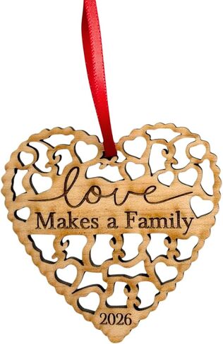 Adoption Gifts, Gotcha Day Gifts, Love Makes A Family Adoption Ornament in Laser Cut Wood 2023, Great Adoption Gifts for Family Or Our Blended Idea, Comes in a Gift Box in Saudi Arabia