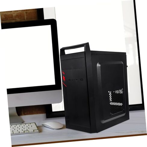 حافظة كمبيوتر صغيرة محمولة من HOMSFOU لحاوية ألعاب معدنية للوحة الأم MATX باب من الزجاج المقسى تصميم تدفق هواء عالي مناسب للألعاب والاستخدام المكتبي in Kuwait