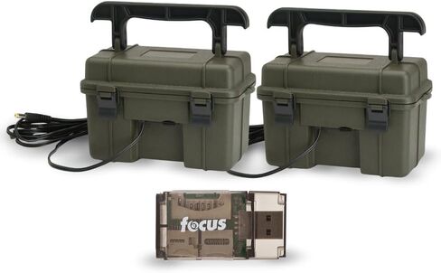 صندوق بطارية مقاوم للطقس 12 فولت من Stealth Cam مع بطارية حمض الرصاص محكمة الغلق لكاميرات المسار (عبوة من قطعتين، أخضر داكن) in Kuwait