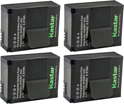 بطارية Kastar GOPRO3 (4 عبوات) لكاميرات GoPro HD HERO3، HERO3+، AHDBT-302 تعمل مع GoPro AHDBT-201، AHDBT-301، AHDBT-302 in Kuwait