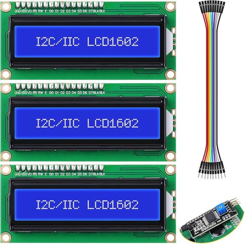 3PCS IIC/I2C 1602 LCD Blue Screen, 20x4 Module Display with IIC I2C Adapter with 7.87inch 10P Male to Female Dupont Cable for Arduino Raspberry Pi in Saudi Arabia