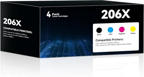 206A Toner Cartridge 4 Pack High Yield Replacement for M283fdw M283cdw Toner Compatible for 206A 206X Work for HP Color Laserjet Pro M255dw M255nw MFP M283fdw M283cdw M282nw M283fdn Printer(BK/C/Y/M) in Saudi Arabia