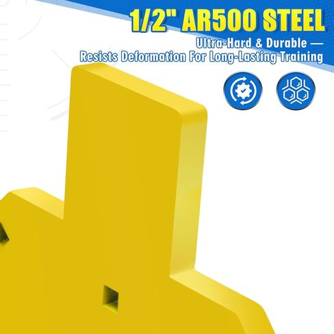 هدف إطلاق نار فولاذي من TEDEUM AR500، بسمك 1/2 بوصة، هدف معدني للجذع، مقطوع بالليزر للمسدسات والبنادق، أصفر ليموني in Kuwait