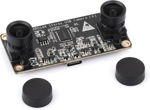 Waveshare AR0144 2MP Stereo USB Camera Module, AR0144 Sensor Chip, USB2.0 Port, Synchronized Same-Frame Output, 52mm Baseline, Featuring Distortion-Free Lenses in Saudi Arabia