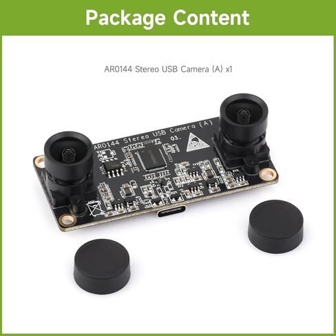 Waveshare AR0144 2MP Stereo USB Camera Module, AR0144 Sensor Chip, USB2.0 Port, Synchronized Same-Frame Output, 52mm Baseline, Featuring Distortion-Free Lenses in Saudi Arabia