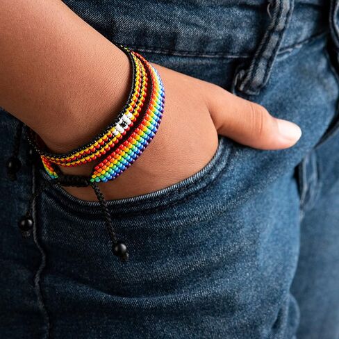 Handmade PRIDE Bracelet - Celebrate Love and Equality | LGBTQ+ Rainbow Pride Flag Jewelry | Gay Lesbian Bisexual Transgender Bracelet | Adjustable Wristband for Women and Men in Kuwait
