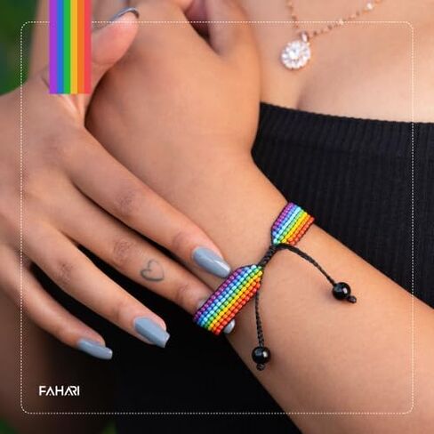 Handmade PRIDE Bracelet - Celebrate Love and Equality | LGBTQ+ Rainbow Pride Flag Jewelry | Gay Lesbian Bisexual Transgender Bracelet | Adjustable Wristband for Women and Men in Kuwait