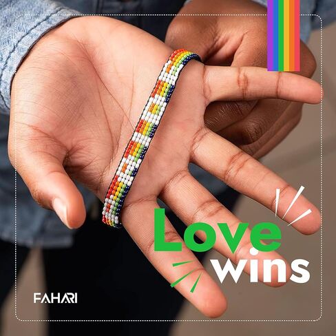 Handmade PRIDE Bracelet - Celebrate Love and Equality | LGBTQ+ Rainbow Pride Flag Jewelry | Gay Lesbian Bisexual Transgender Bracelet | Adjustable Wristband for Women and Men in Kuwait