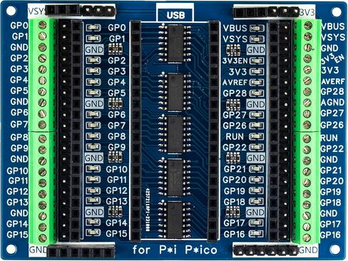 for Pi Pico LED Breakout Board 2.54mm Female Pin Header and Terminal for Raspberry Pi Pico/Pico H/Pico W (Mini, Blue) in Saudi Arabia