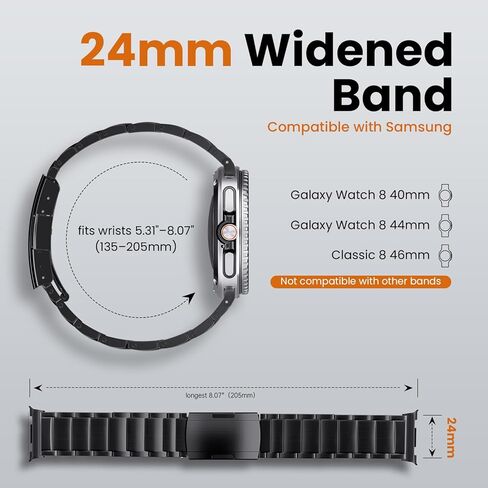 LULULOOK Titanium Watch Band for Samsung Galaxy Watch 8 40mm 44mm & 8 Classic 46mm 2025, Adjustable Titanium Metal Watch Band Strap with Removal Tool, Folding Clasp for Men Women in Saudi Arabia