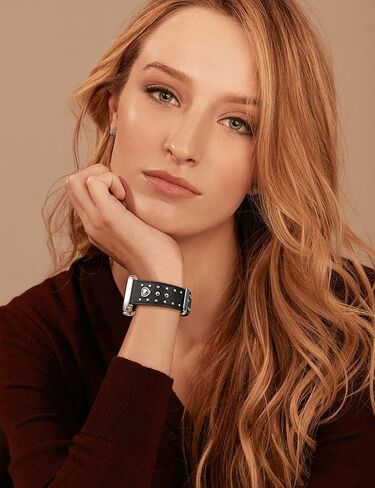 سوار جلدي من Wearlizer متوافق مع أحزمة ساعات Apple للنساء 42/46/38/40/41/44/45/49 مم، حزام مرصع بسحر القلب الجميل لسلسلة iWatch 11 10 9 8 7 6 5 4 SE/Ultra 3 2 1 in Saudi Arabia