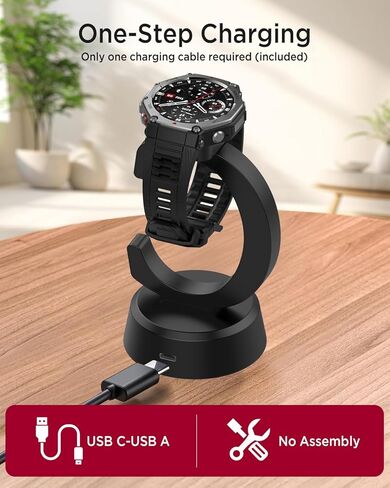 Miimall Charger Dock for Amazfit T-Rex 3 PRO, T-Rex 3, Helio Strap, Balance, Balance 2 Smart Watch, Replacement Charging Stand with USB-C Charging Cable for Amazfit T-Rex3, Black in Kuwait