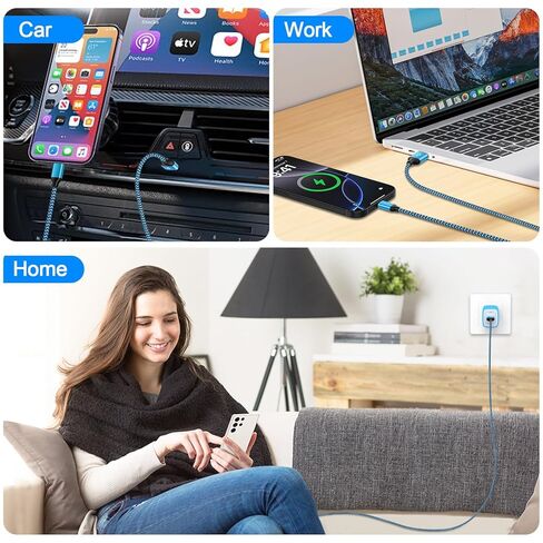 كابل VIFIGEN Car Carplay للشحن السريع 3FT/2 حزمة لهاتف iPhone 17/Air/17 Pro/17 Pro Max/16e/16 Pro/16 Pro Max/16 Plus/16/15/15 Pro/15 Pro Max، كابل شاحن USB من النوع C 3.1 أمبير سريع للسيارة in Saudi Arabia