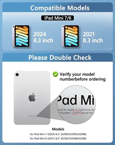 حافظة لوحة مفاتيح شفافة لجهاز iPad Mini 7 A17 Pro(2024) وMini 6 (2021) 8.3 بوصة، لوحة مفاتيح لاسلكية بإضاءة خلفية بـ 7 ألوان مع لوحة لمس، حامل دوار 360 درجة، حامل أقلام لجهاز iPad mini الجيل السابع/السادس، أبيض in Kuwait