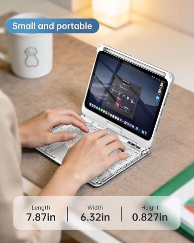 حافظة لوحة مفاتيح شفافة لجهاز iPad Mini 7 A17 Pro(2024) وMini 6 (2021) 8.3 بوصة، لوحة مفاتيح لاسلكية بإضاءة خلفية بـ 7 ألوان مع لوحة لمس، حامل دوار 360 درجة، حامل أقلام لجهاز iPad mini الجيل السابع/السادس، أبيض in Kuwait
