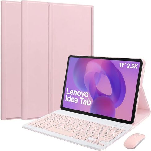 حافظة لوحة مفاتيح قابلة للفصل مع ماوس لجهاز Lenovo Idea Tab 11 بوصة 2025 (TB336FU/TB336ZU)، حافظة لوحة مفاتيح مغناطيسية لجهاز Lenovo Idea Tab 11 بوصة مع حامل قلم، 3 زوايا للتعديل، وردي in Kuwait