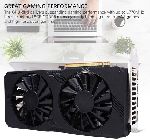 بطاقة رسومات GDDR6 بسعة 8 جيجابايت، بطاقة فيديو للألعاب 256 بت PCI Express 4.0 X16 مع ساعة تعزيز 1770 ميجاهرتز وتبريد متقدم، لألعاب الكمبيوتر المكتبي وإنشاء المحتوى in Kuwait