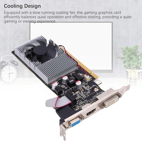 بطاقة رسومات GT 705، 1 جيجا GDDR3 64 بت 1029 1228 ميجا هرتز، مع منافذ VGA DVI، لتصفح الويب والعمل المكتبي وتشغيل الفيديو عالي الدقة in Kuwait